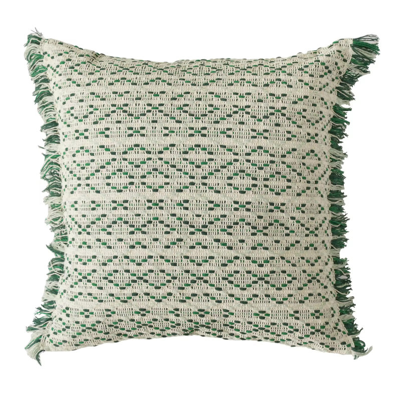  Striped Cotton Blend Throw Pillow, Rayures vertes