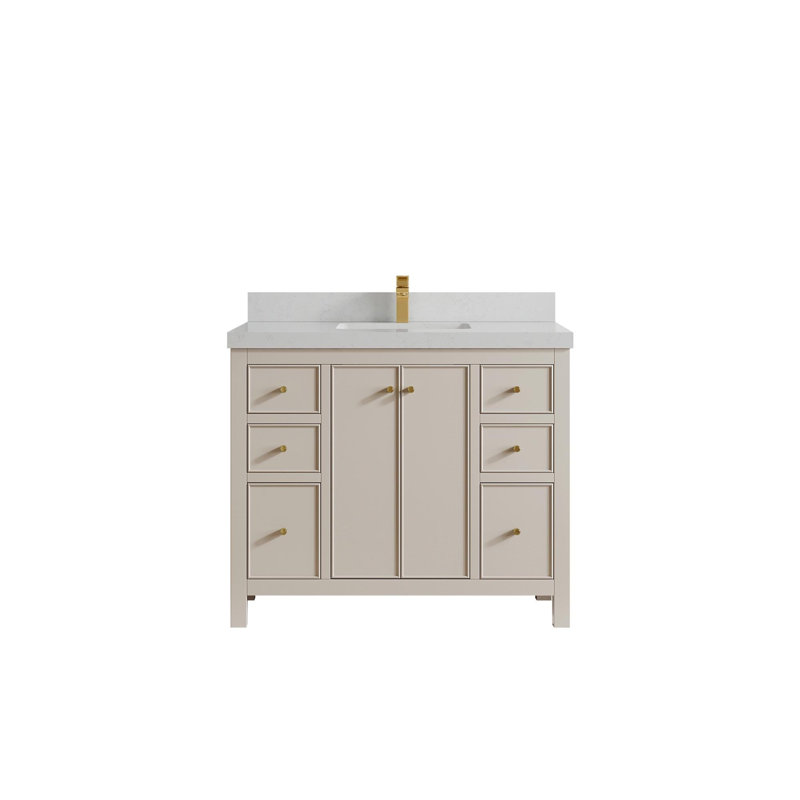 Meuble-lavabo simple 42 po avec plateau Chicago, Quartz de Carrare
