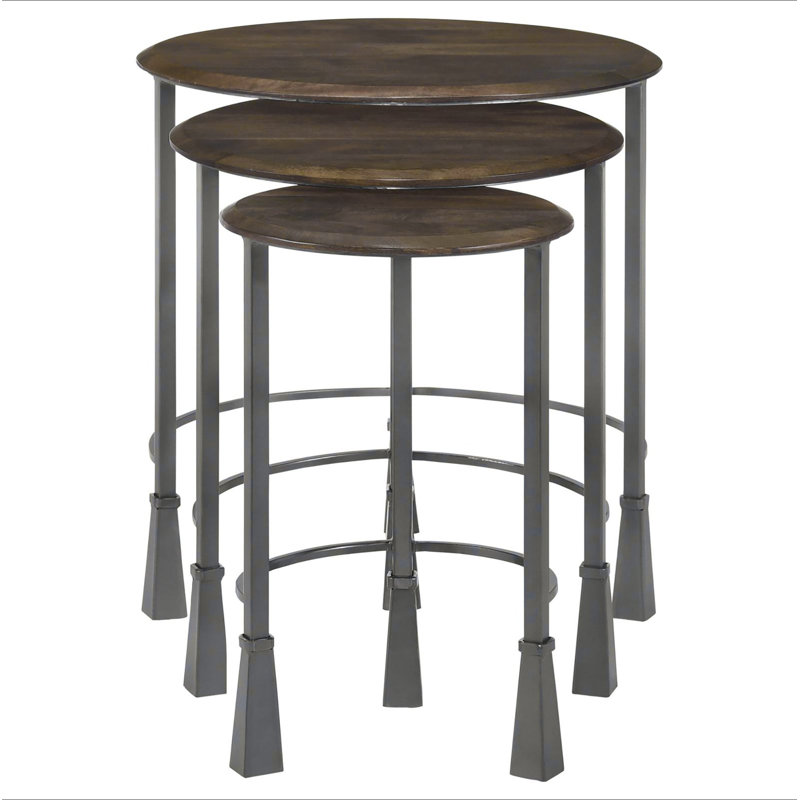 Natural and Gunmetal 3-Piece Nesting Table