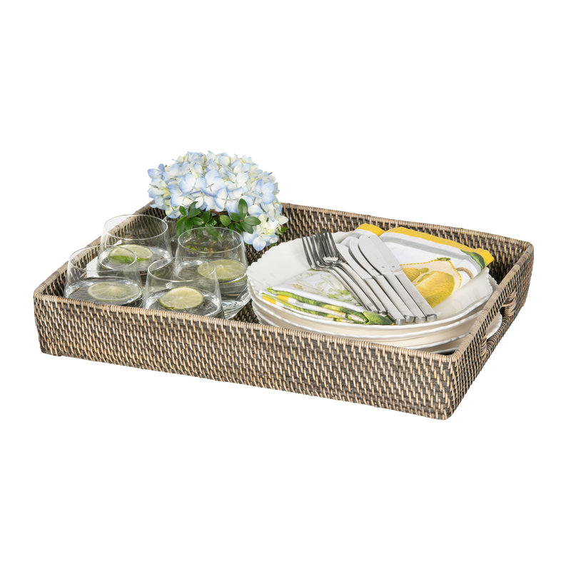 Bavan Wicker Tray, Black
