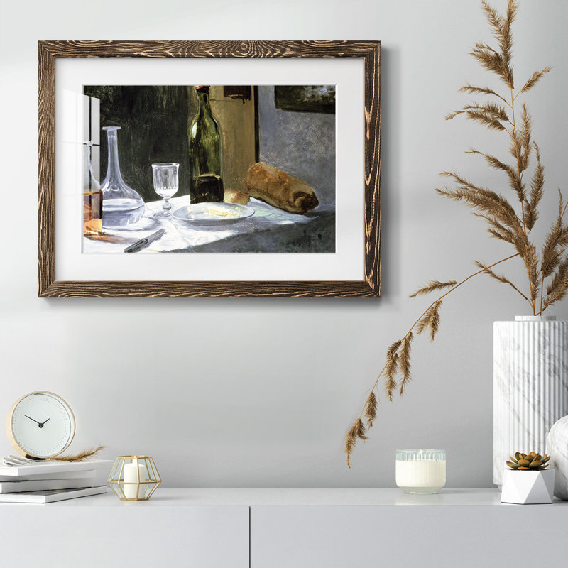 Nature morte avec des bouteilles, 1862 - reproduction encadrée rustique avec tableau mat, H 14 po x l 20 po x P 1,5 po, Noyer