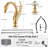 Golden Ornate Swan Style Bathroom Sink Faucet Combo Deck Mount Sink Mixer Tap Set Hot Cold Water