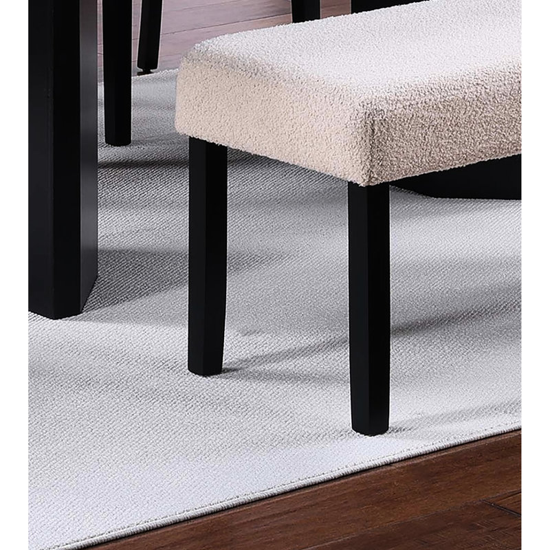 Banc de salle à manger 1pc avec tissu doux rembourré, pieds fuselés en bois noir, style transitionnel pour la zone neutre, siège, H 41 po x 16 po x 19 po