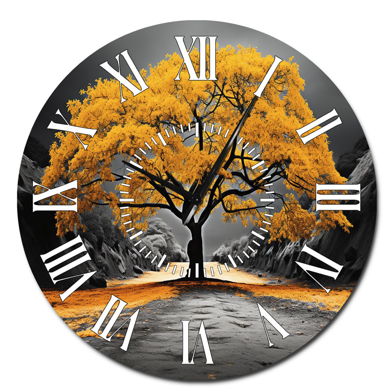 Horloge murale jaune et grise, Surdimensionné