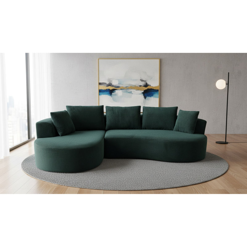 Canapé modulaire incurvé en velours côtelé 2 pièces et méridienne avec coussins, 3 sièges, sans assemblage, siège profilé pour les réunions, siège moderne, utilisation sans effort à la maison