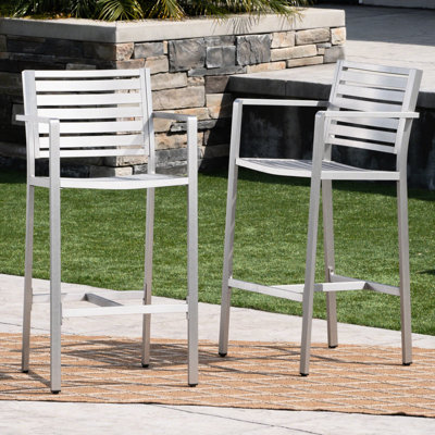 29.50" Outdoor For Patio, Of 2 - Silver, Rust- Aluminum Frame & With Magazine Rack