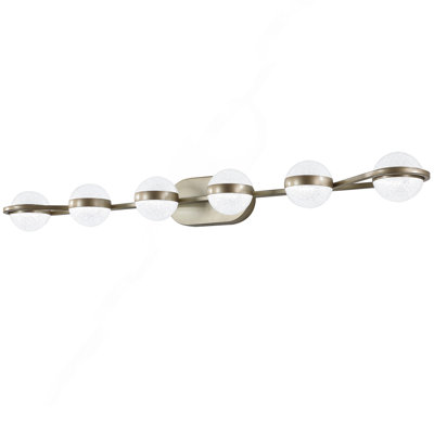 Luminaire de salle de bain 43 po à DEL doré minimaliste avec abat-jour en acrylique sable cristal, luminaire décoratif mural à 6 lumières, convenant au miroir de meuble-lavabo