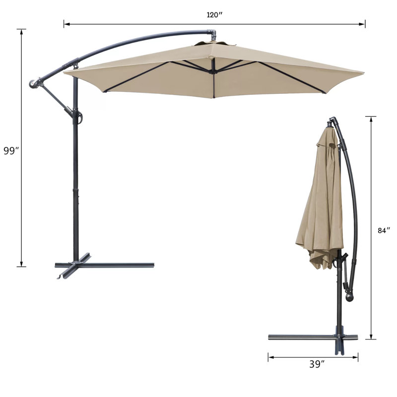 Parasol en porte-à-faux 10 pi Arabella, Beige