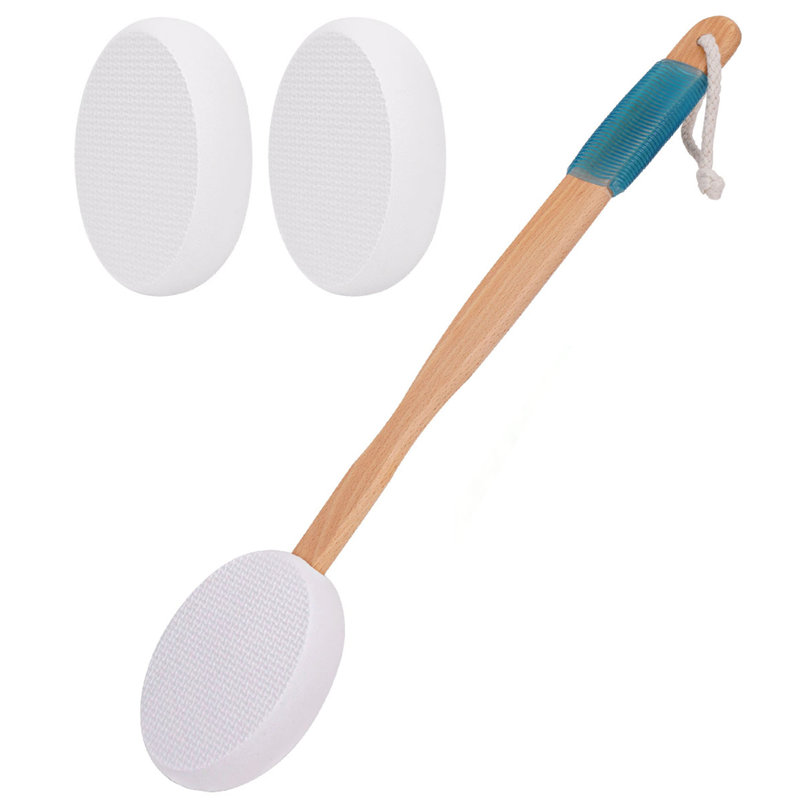Applicateur de lotion pour le dos avec longue poignée incurvée et 3 tampons de rechange