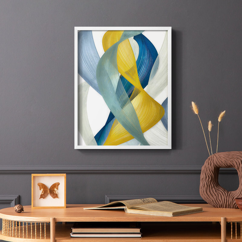 «Horizontal Bands I», reproduction encadrée - bois massif, H 10 po x l 8 po, Blanc