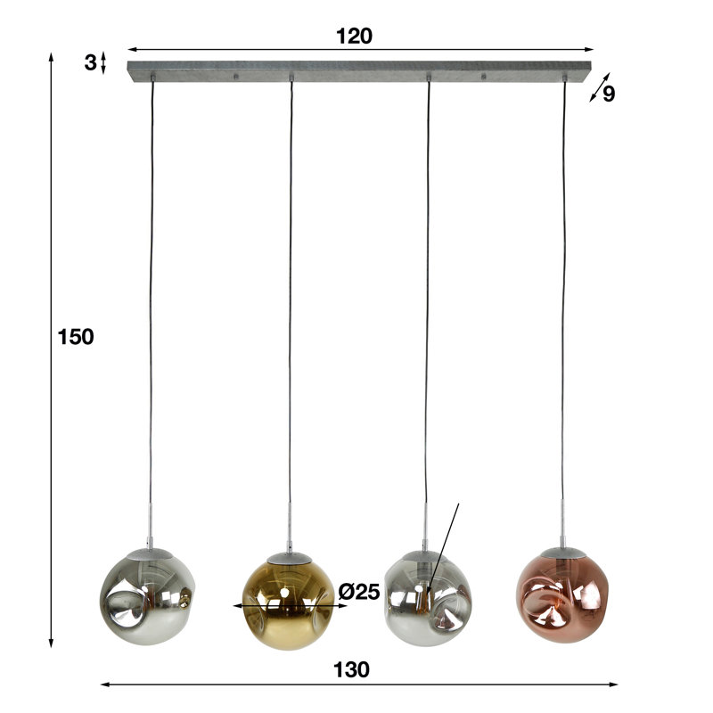 Stalbridge 4 - Light Kitchen Island Globe Pendant