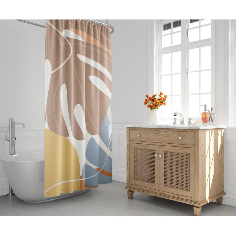 Rideau de douche Mido Mid-Century, Brun / bleu / rose