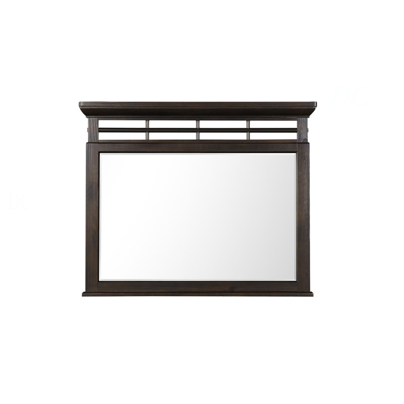 Miroir, finition acajou, détails métalliques