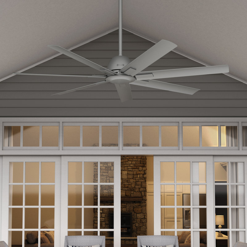 Downtown 60" 7 - Blade ENERGY STAR Outdoor / Indoor Industrial Ceiling Fan with Wall Control, Matte Silver
