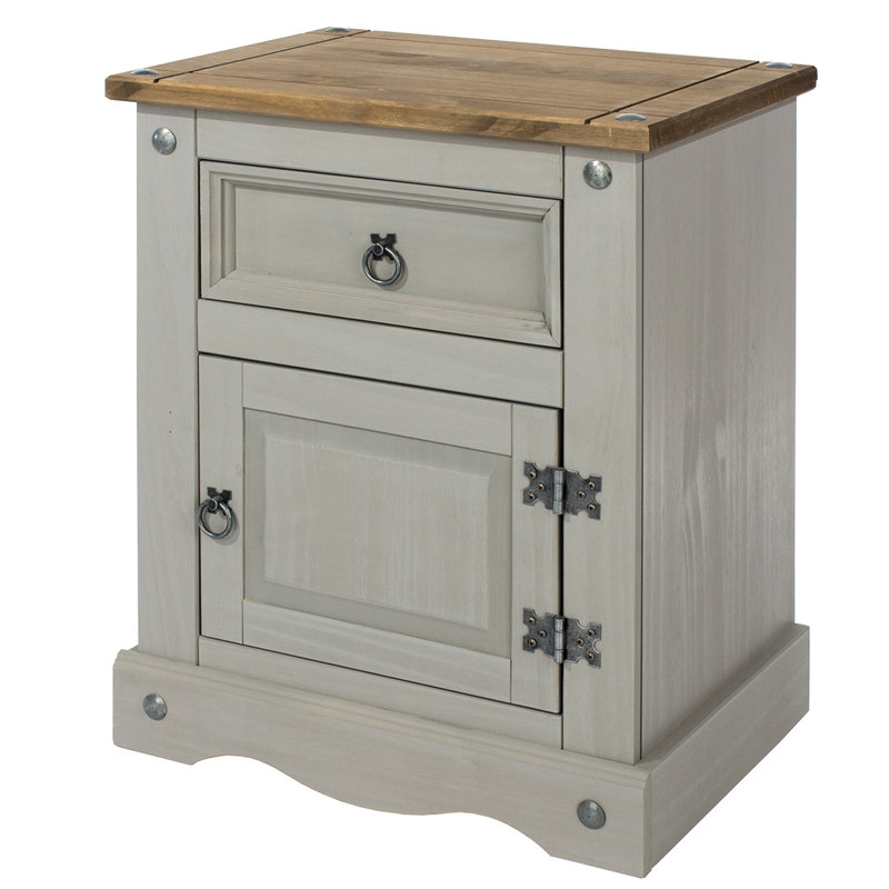 Esam 20.87'' W Solid Wood Nightstand, Gray/Antique Brown