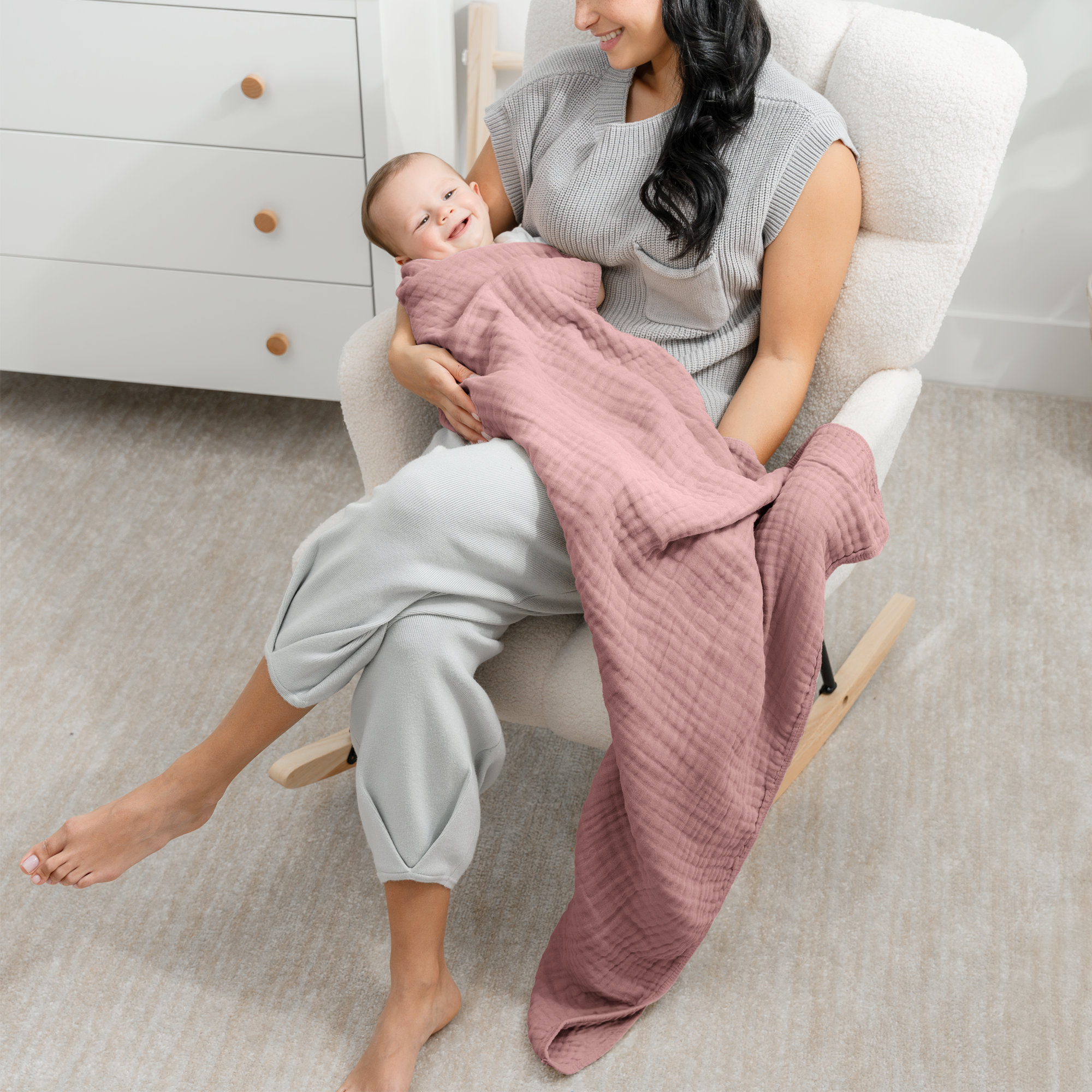 Karlina Muslin Blanket, Baby, Mauve
