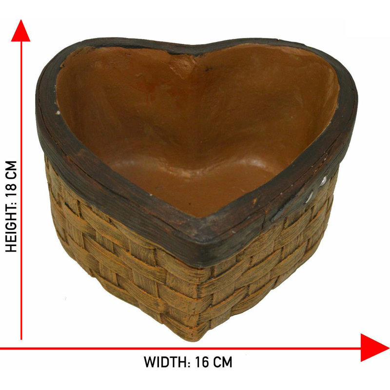 Gearhart Resin Heart Flower Plant Pot