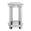 Table de bout ronde à miroir 2 couches en argent - incrustation de cristal pour la chambre à coucher, le salon et la chambre à coucher