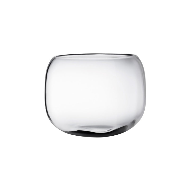 Mono Box Handmade Lead Free Crystal Table Vase, Clear, 6.42" H x 7.28" W x 7.28" D