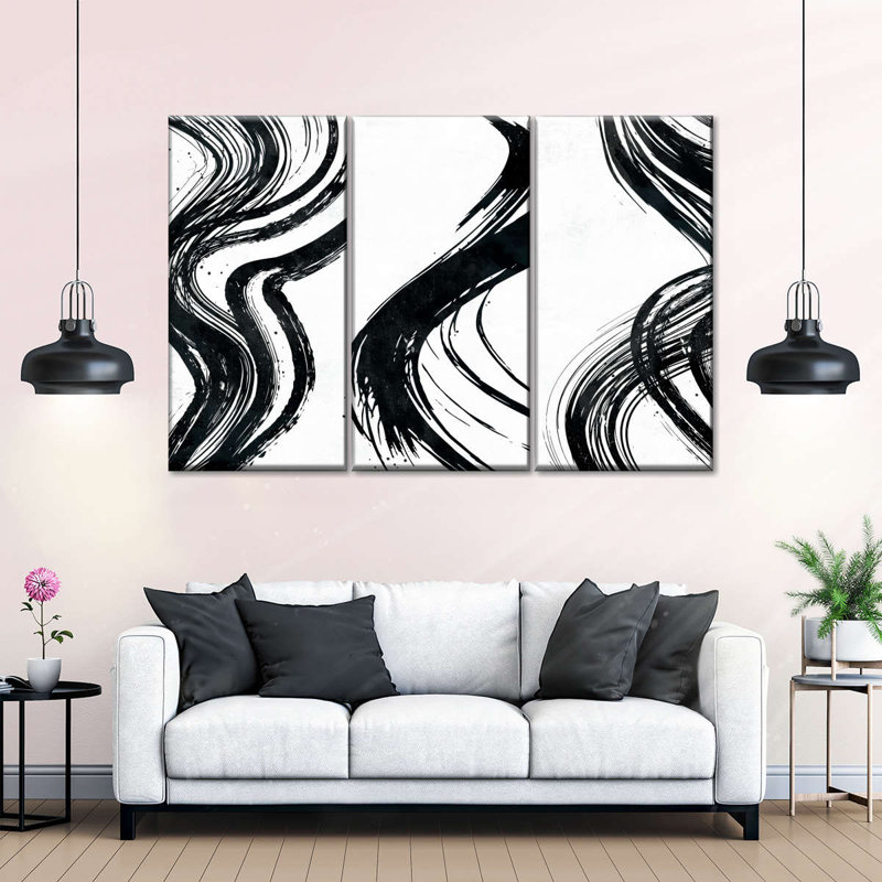 Wispy Black Brush Strokes Multi Piece Canvas Print, 33" H x 20" W x 1.25" D