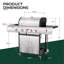 Barbecue commercial 42000BTU - 4 brûleurs + brûleur latéral, acier inoxydable, grillage en émail