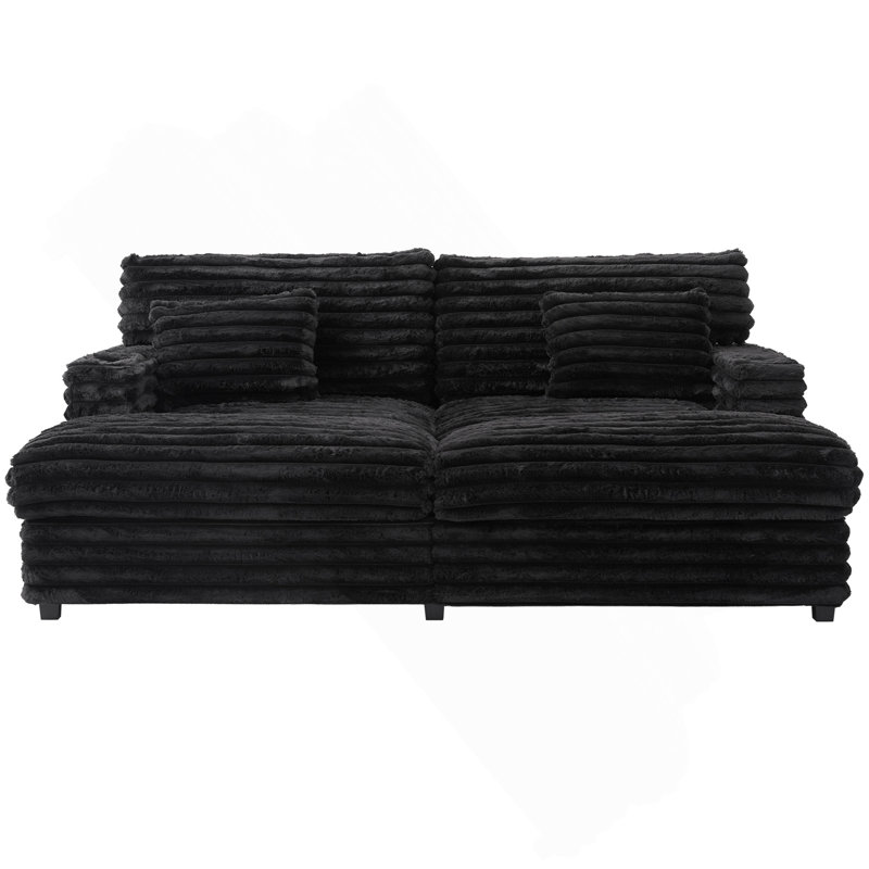 Très grand canapé double méridienne 83,5 po Cloud Couch, Noir