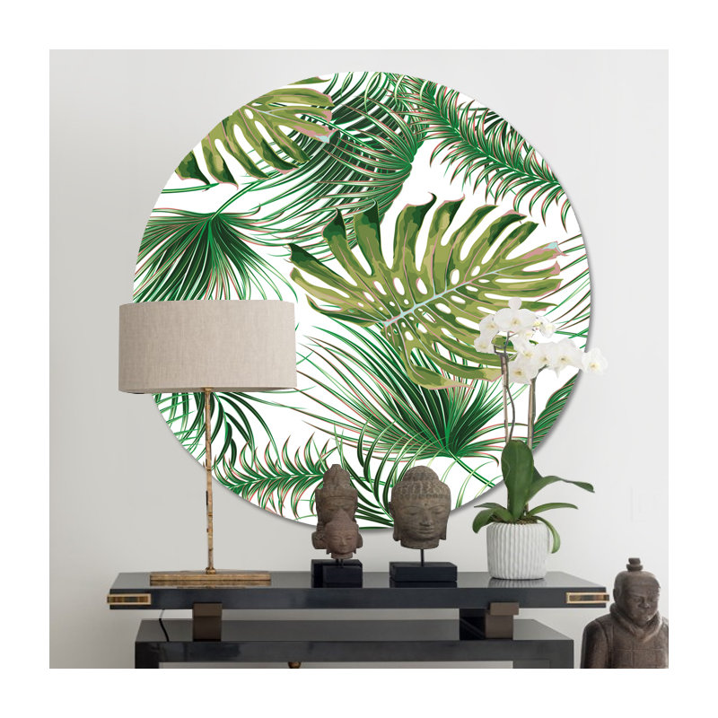 Plam Beachy Print, Round 46" H x 46" W x 1.5" D