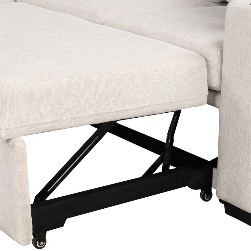 Canapé-lit modulaire convertible en L 109,1 po, Chenille beige