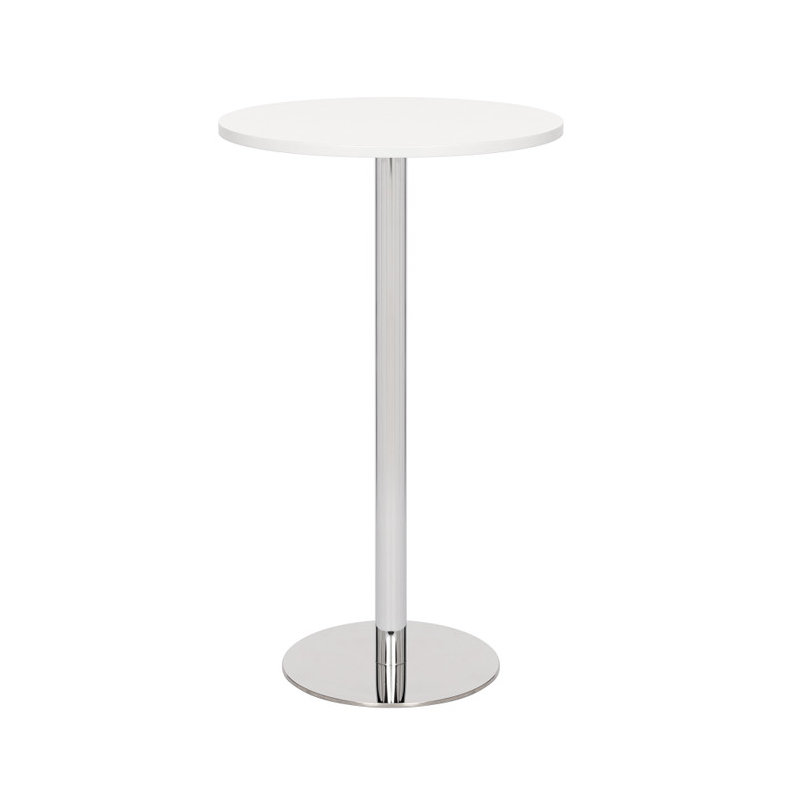 Pine Round Metal Base Dining Table, White