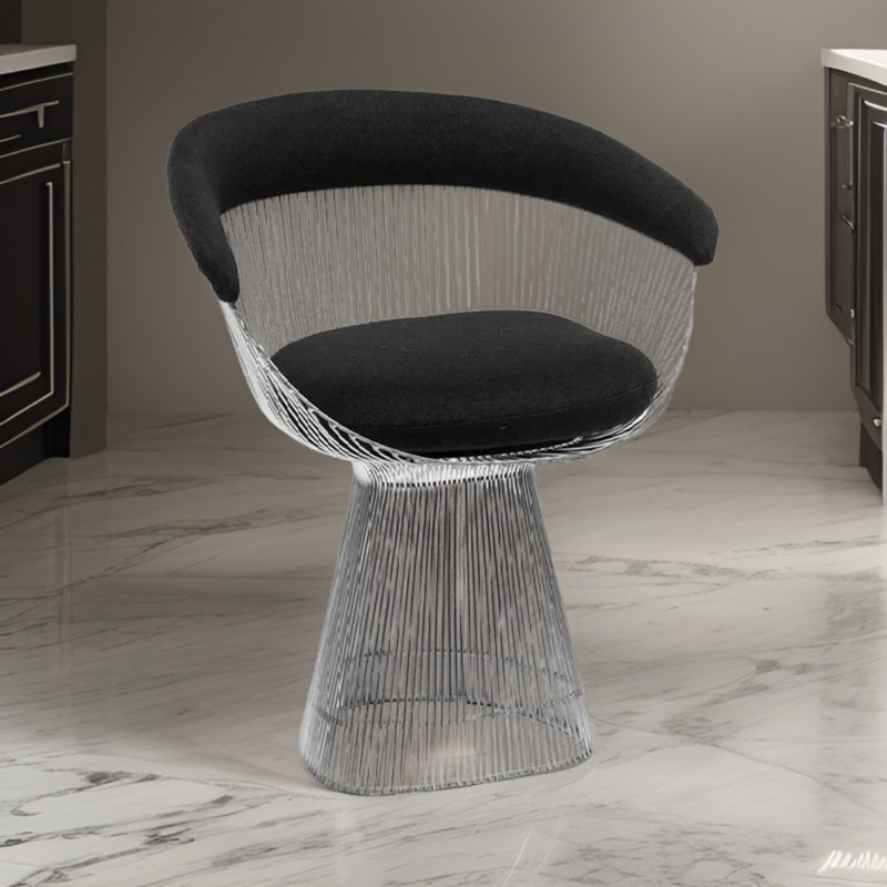 Chaise parsons en métal, Chrome