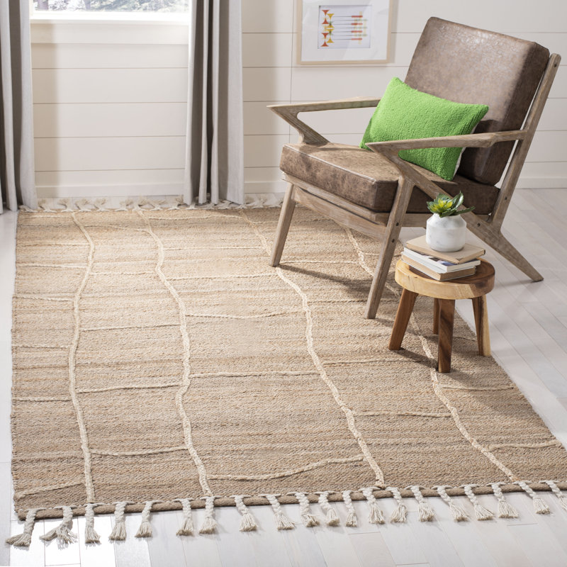 Tapis de couleur unie en jute naturel tissé à la main Digiacomo, Rectangle 8 pi x 10 pi
