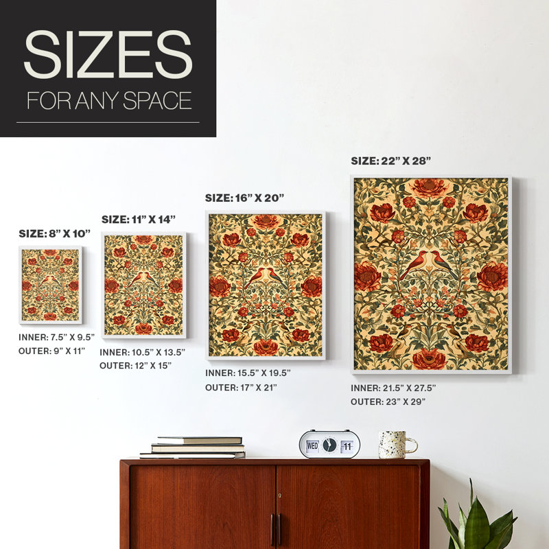WM MORRIS Series CDLXV  -Premium Framed Print -Ready to Hang - No Nails Required, 21" H x 17" W, White
