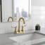 Robinet de lavabo de salle de bain moderne avec bonde escamotable et 2 poignées-120650251