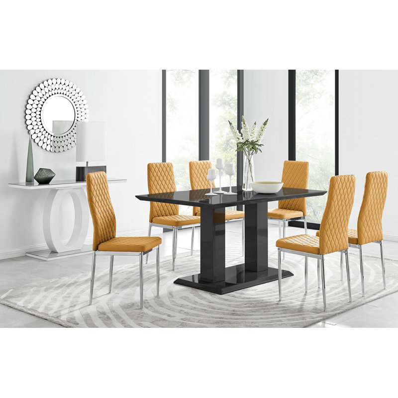 Edzard 6 - Person Dining Set, Mustard/Silver