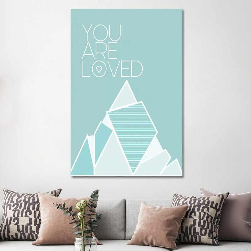 You Are Loved Teal by Leah Straatsma - Wrapped Canvas Print, 30.48 cm H x 45.72 cm W