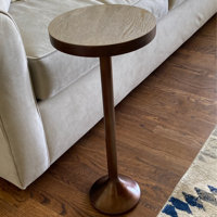 Jilyn Small Pedestal End Table Metal Base Side Table, Drinking Table w/ Scratching Distressed Finish Latitude Run