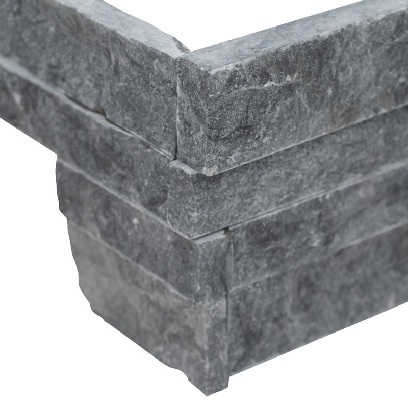 Stonecrest 6 in. x 18 in. Split Face Natural Stone Ledger Corner Wall Tile, Frosted Grey