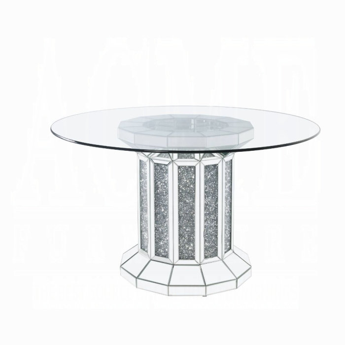 Table de salle à manger ACME Noralie, miroir et faux diamants