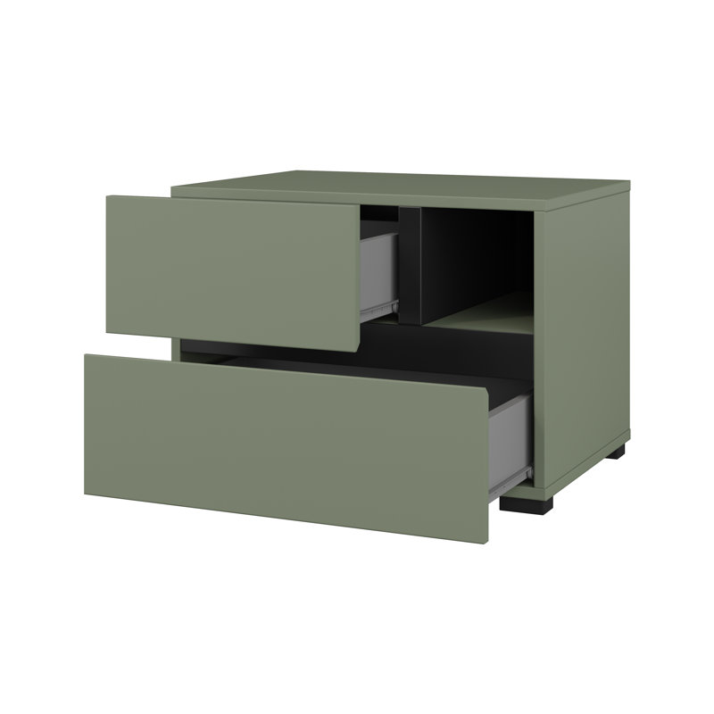 Ridhwaan 55cm W Laminate Bedside Table, Green