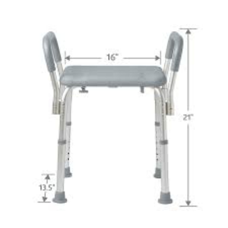 Adjustable Gray Plastic Shower Chair with Arms
