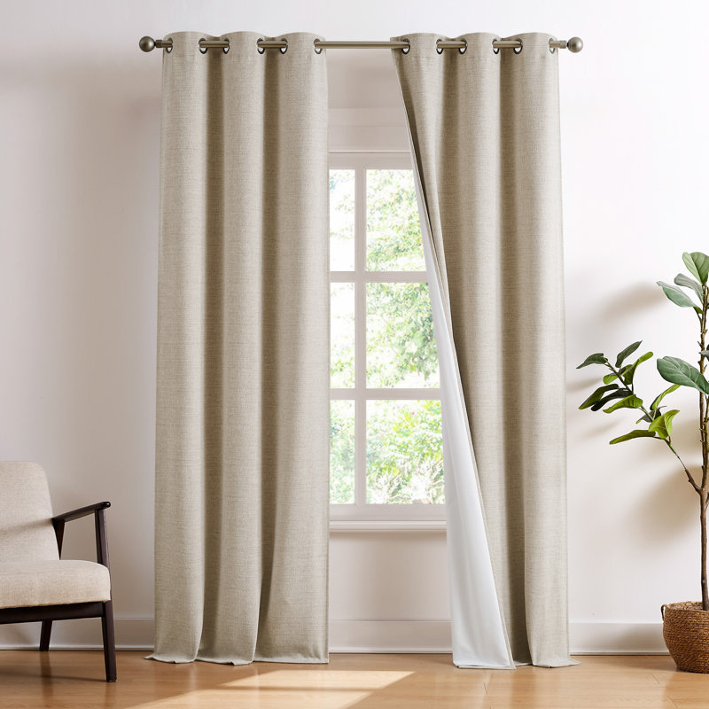 Brookstone Josie Blackout 2-Panel Window Curtain Set, Taupe, 38" x 96"