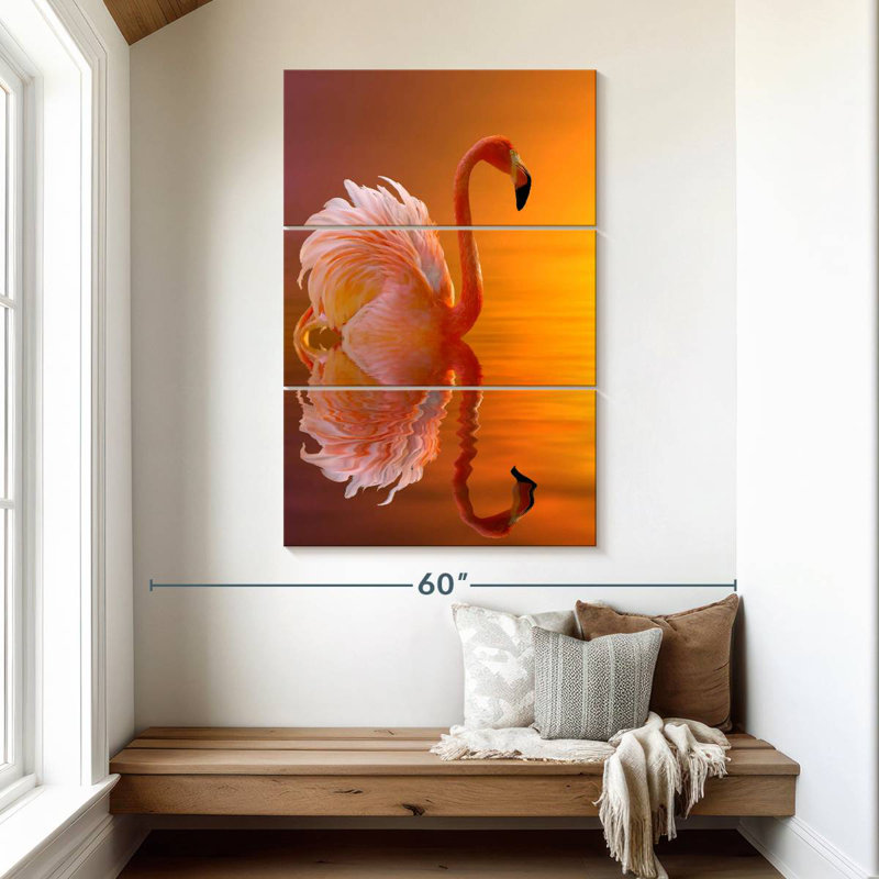 Brampt Flamingo Water Reflection, 50" H x 32" W