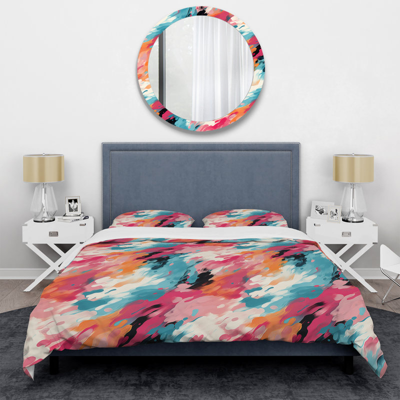 Ensemble de housse de couette multicolore Feather Fury II, Housse de couette pour grand lit et 2 taies décor