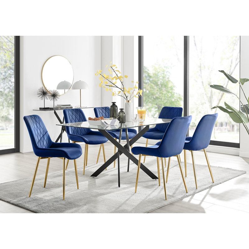 Ensemble de 6 tables de salle à manger Lenworth, Marine / doré