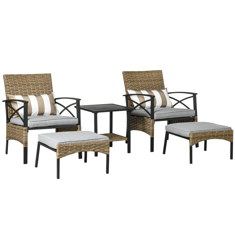 Square 2 - Person 23.2" Long Dining Set with Cushions