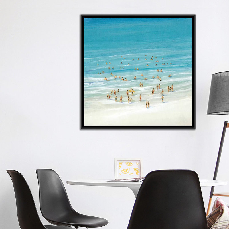 « ocean nage i », impression sur toile, H 18 po x l 18 po x P 1,5 po, Toile avec cadre noir, Pas de tapis