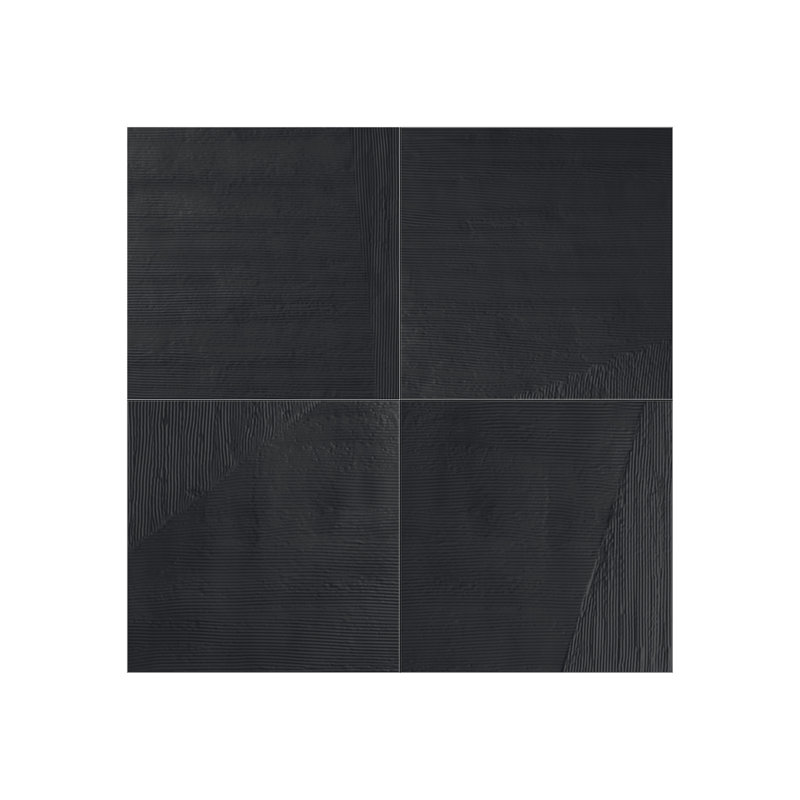 Gesso Terra Modern Abstract  6"x6" Porcelain Tile, Black
