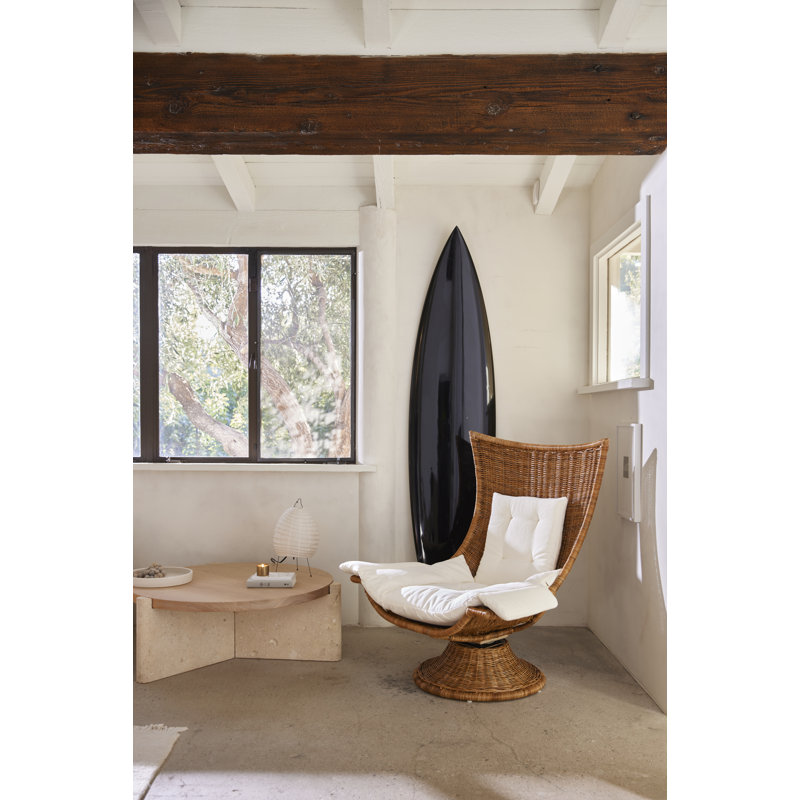 Healdsburg Swivel Tufted Lounge Chair, White Linen