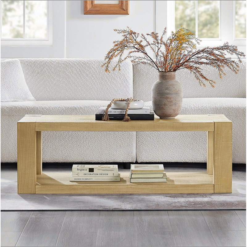 Table basse rectangulaire moderne en bois aggloméré à 2 niveaux de 48 pouces pour salon et bureau