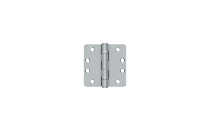 Deltana S44R4HDB5 4" x 4" x 1/4" Radius Hinge, HD, Ball Bearings in Antique Brass Pair, Brushed Chrome